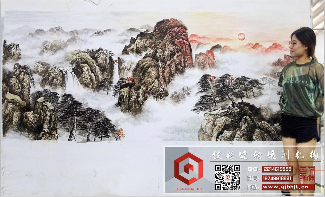 佳彩墙绘培训机构(国画山水),该作品由千佳百绘彩绘有限公司提供