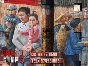 红军油画浮雕墙绘